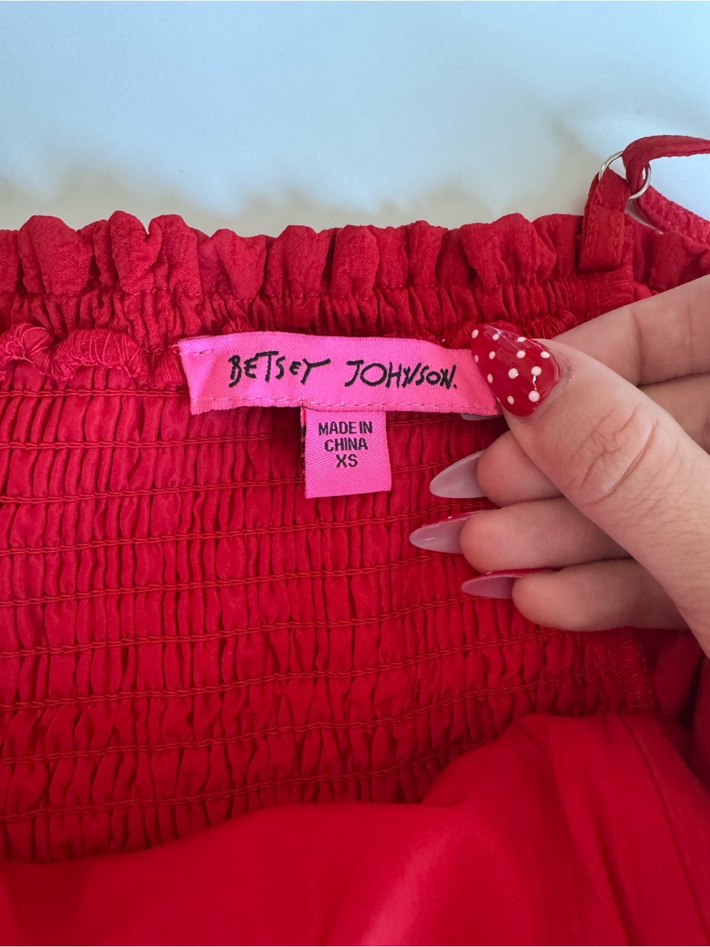 Betsey Johnson Red Tiered Button-Front Mini Dress - Picture 3 of 5